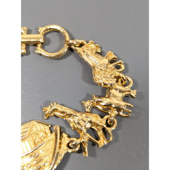 Premier Designs Noahs Ark Bracelet Gold Tone Chain Elephant Giraffe 6.5 in - Picture 3 of 9